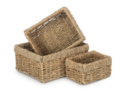 Rectangular Seagrass Small Tray Baskets Set 3 - REGN