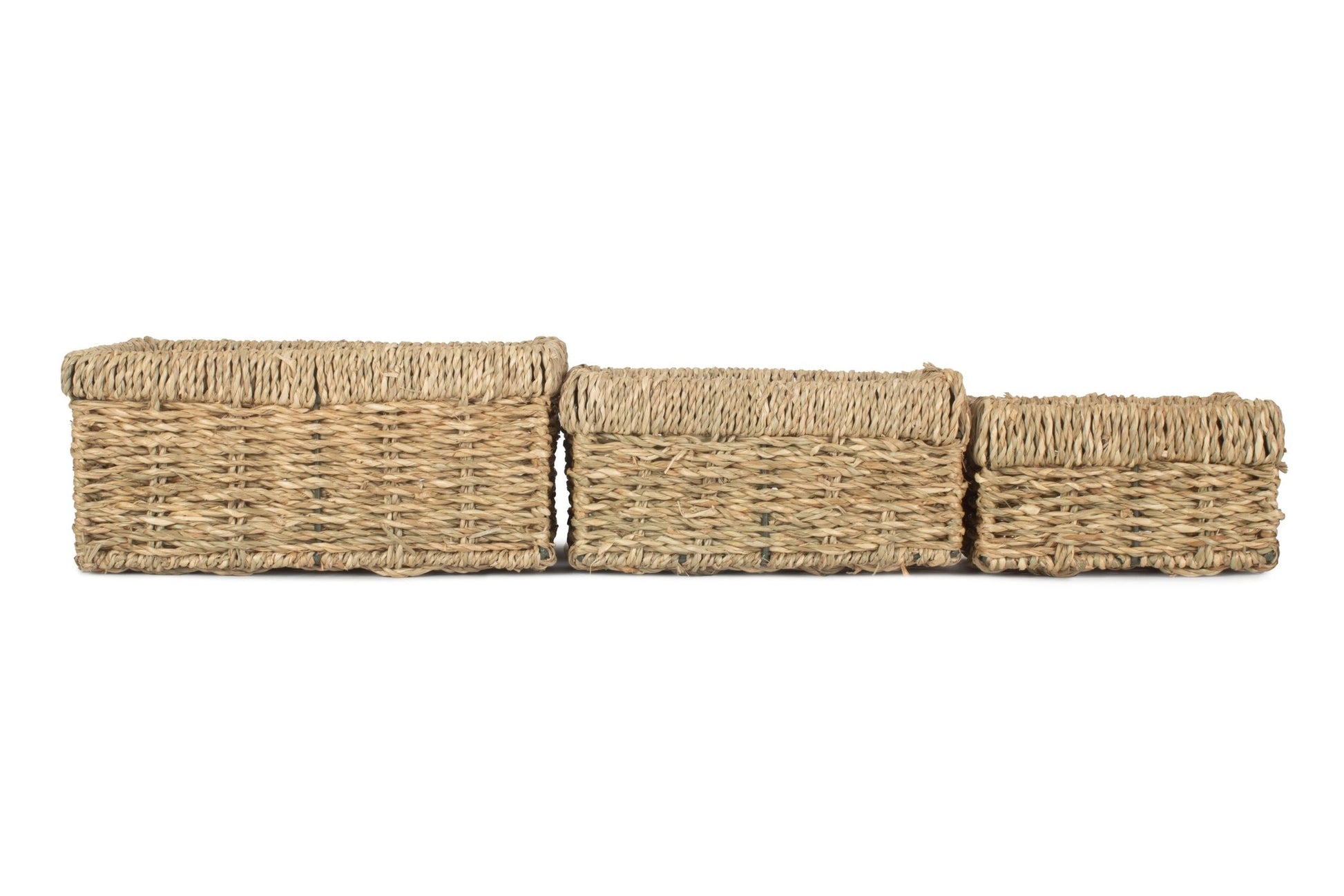 Rectangular Seagrass Small Tray Baskets Set 3 - REGN