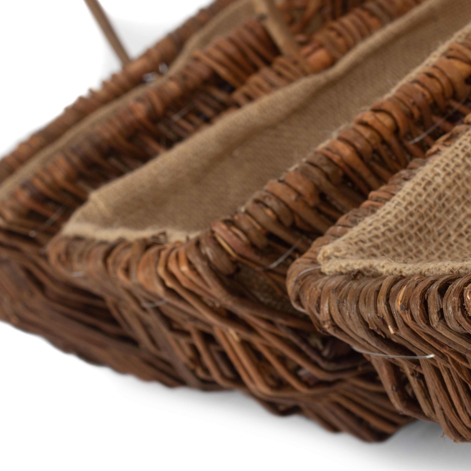 Rectangular Unpeeled Willow Garden Trug With Hessian Lining Set 3 - REGN