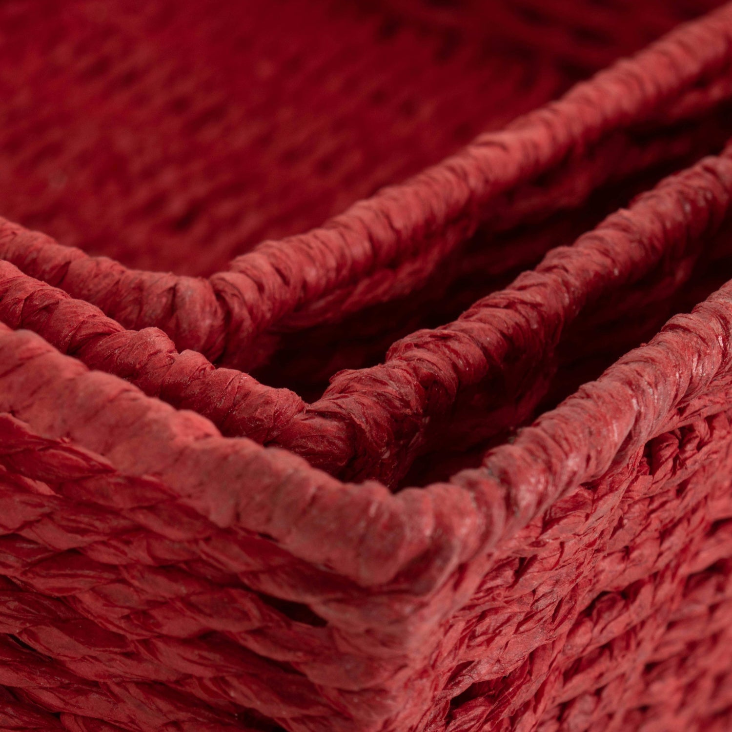Red Paper Rope Tray Baskets Set of 3 - REGN
