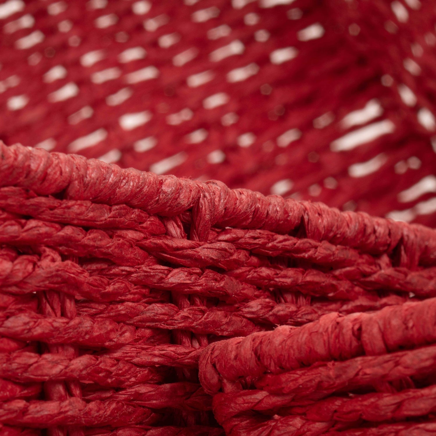Red Paper Rope Tray Baskets Set of 3 - REGN