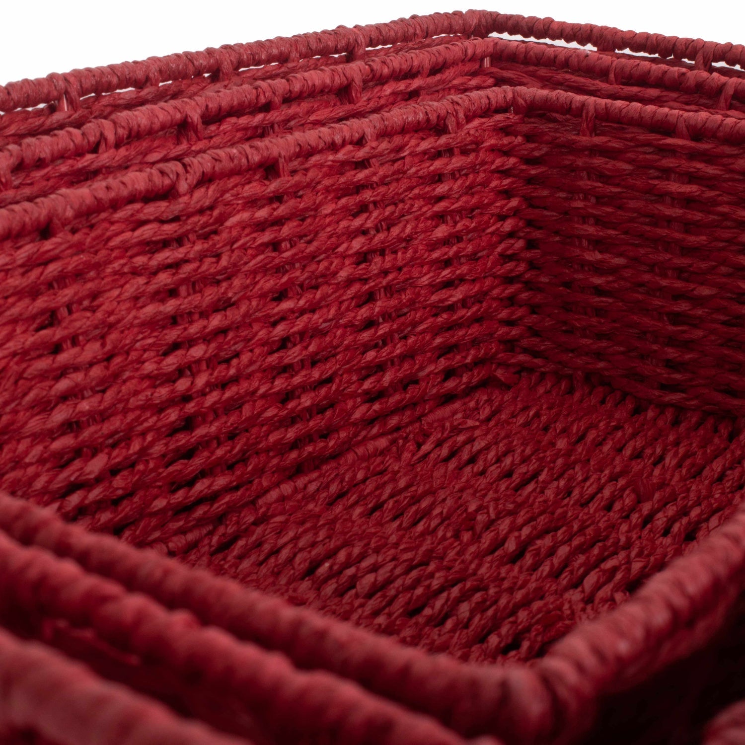 Red Paper Rope Tray Baskets Set of 3 - REGN