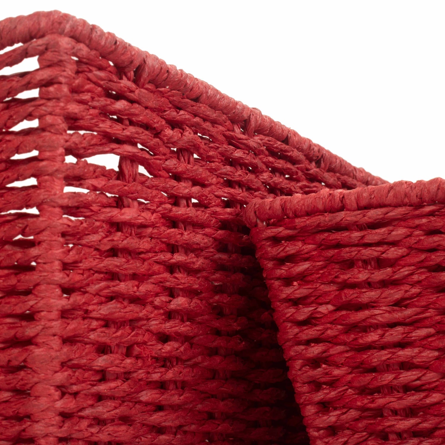 Red Paper Rope Tray Baskets Set of 3 - REGN