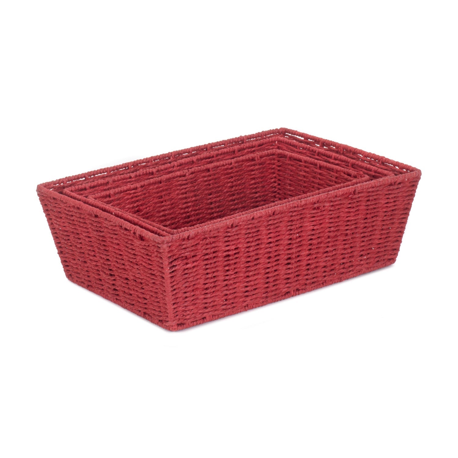 Red Paper Rope Tray Baskets Set of 3 - REGN