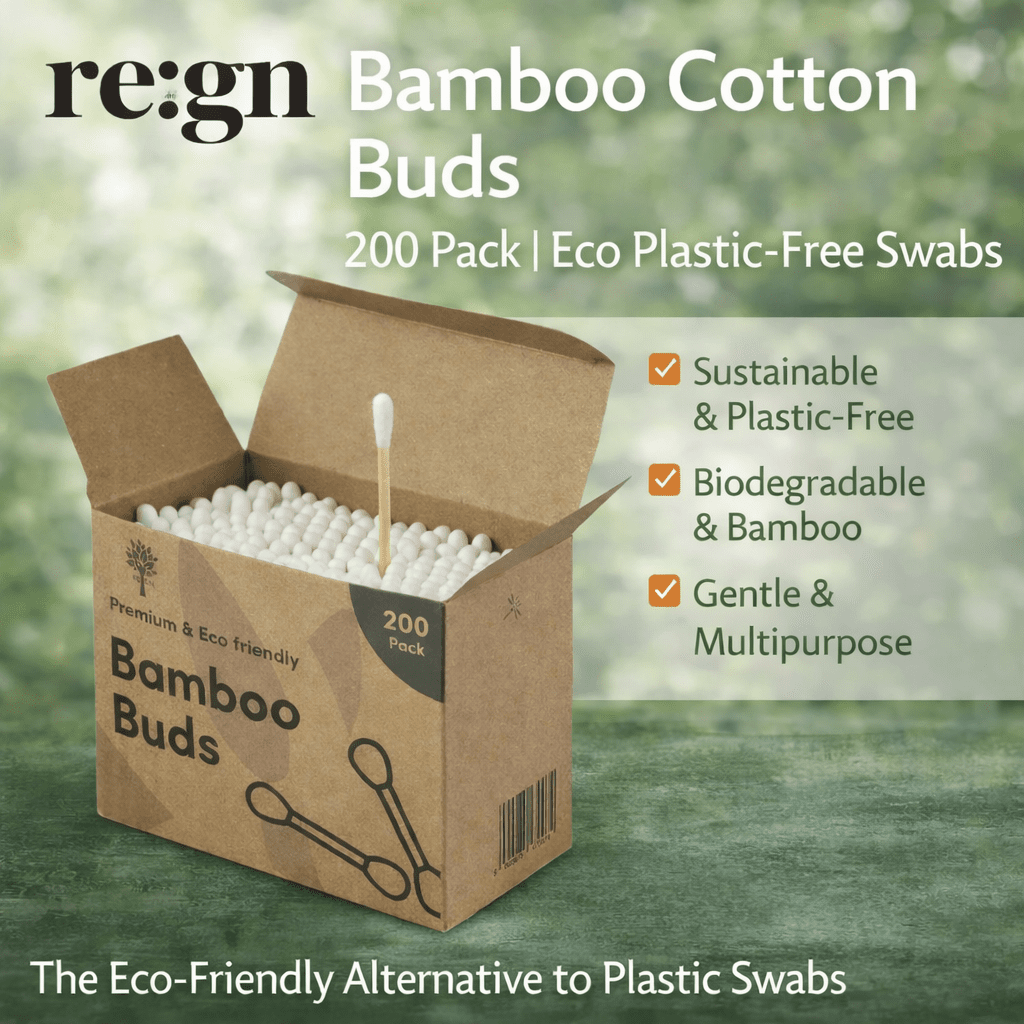 Re:gn Bamboo Cotton Buds – 200 Pack | Eco Plastic - Free Swabs - REGN