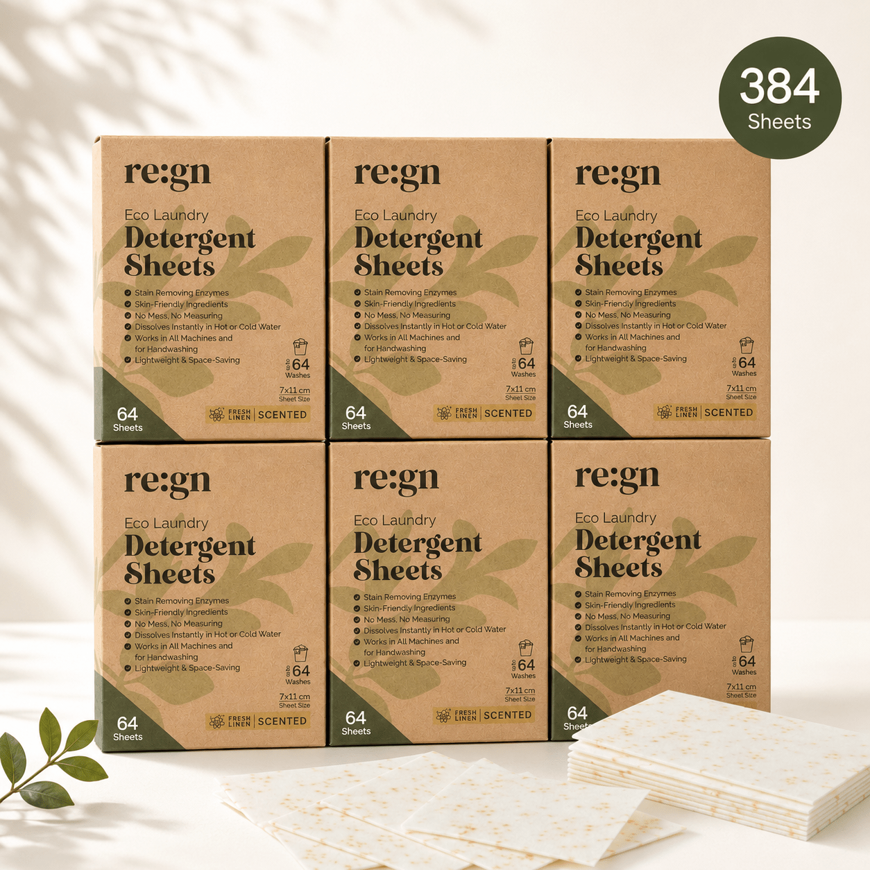 Re:gn Bio Laundry Detergent Sheets – Enzyme - Powered Stain Removing Formula | 384 Sheets - REGN