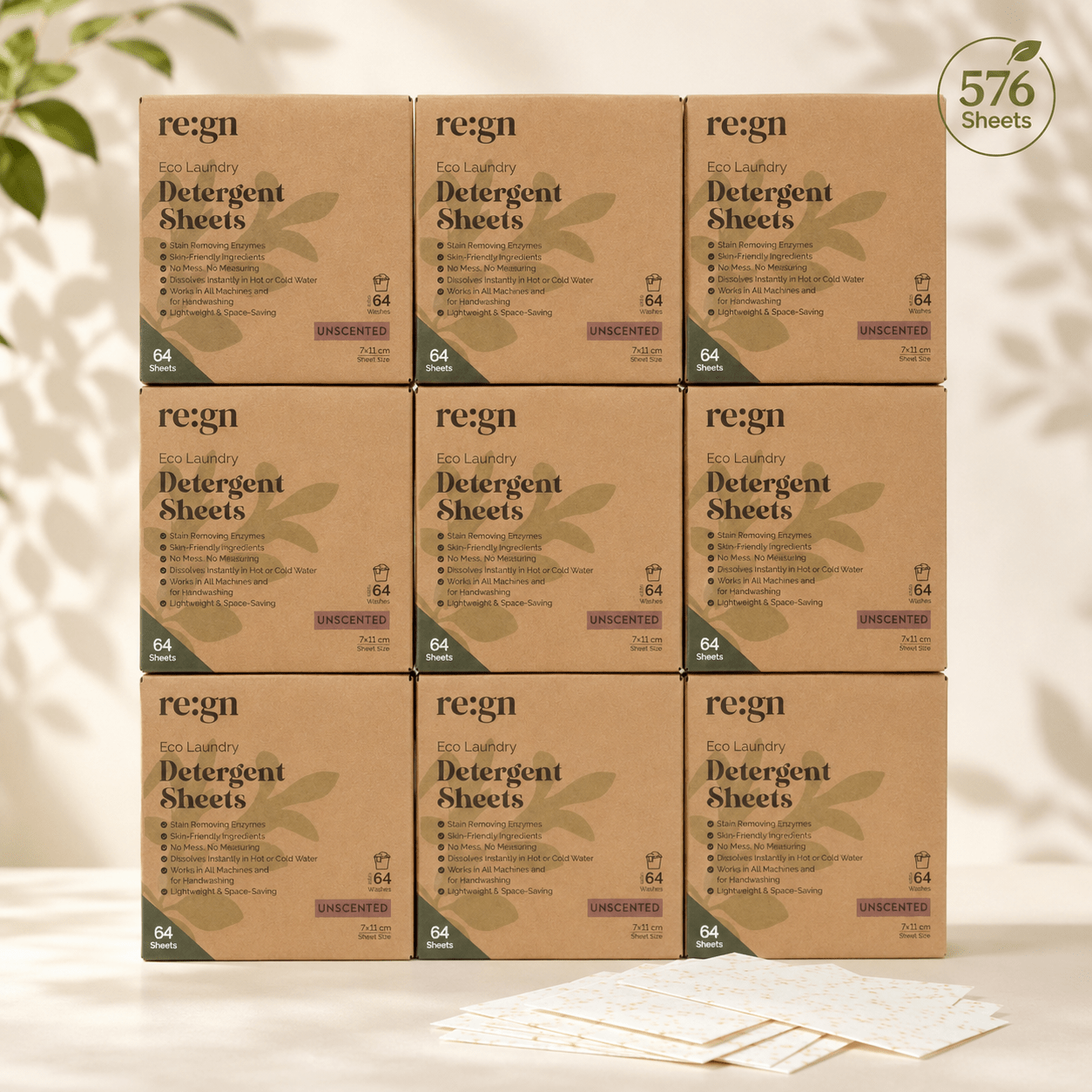 Re:gn Bio Laundry Detergent Sheets – Enzyme - Powered Stain Removing Formula | 576 Sheets | 1 Year Supply - REGN