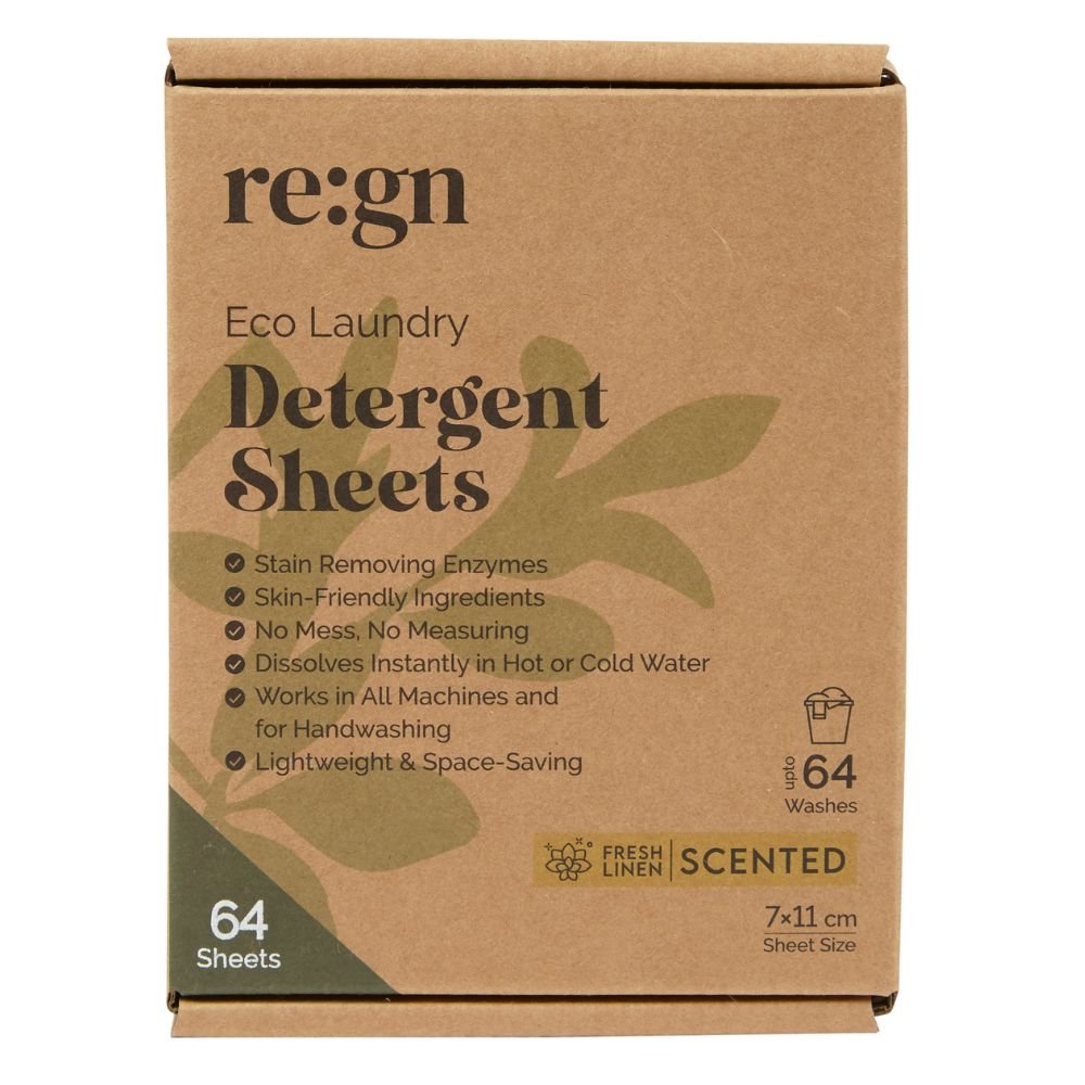 Re:gn Bio Laundry Detergent Sheets – Enzyme - Powered Stain Removing Formula | 64 Sheets - REGN