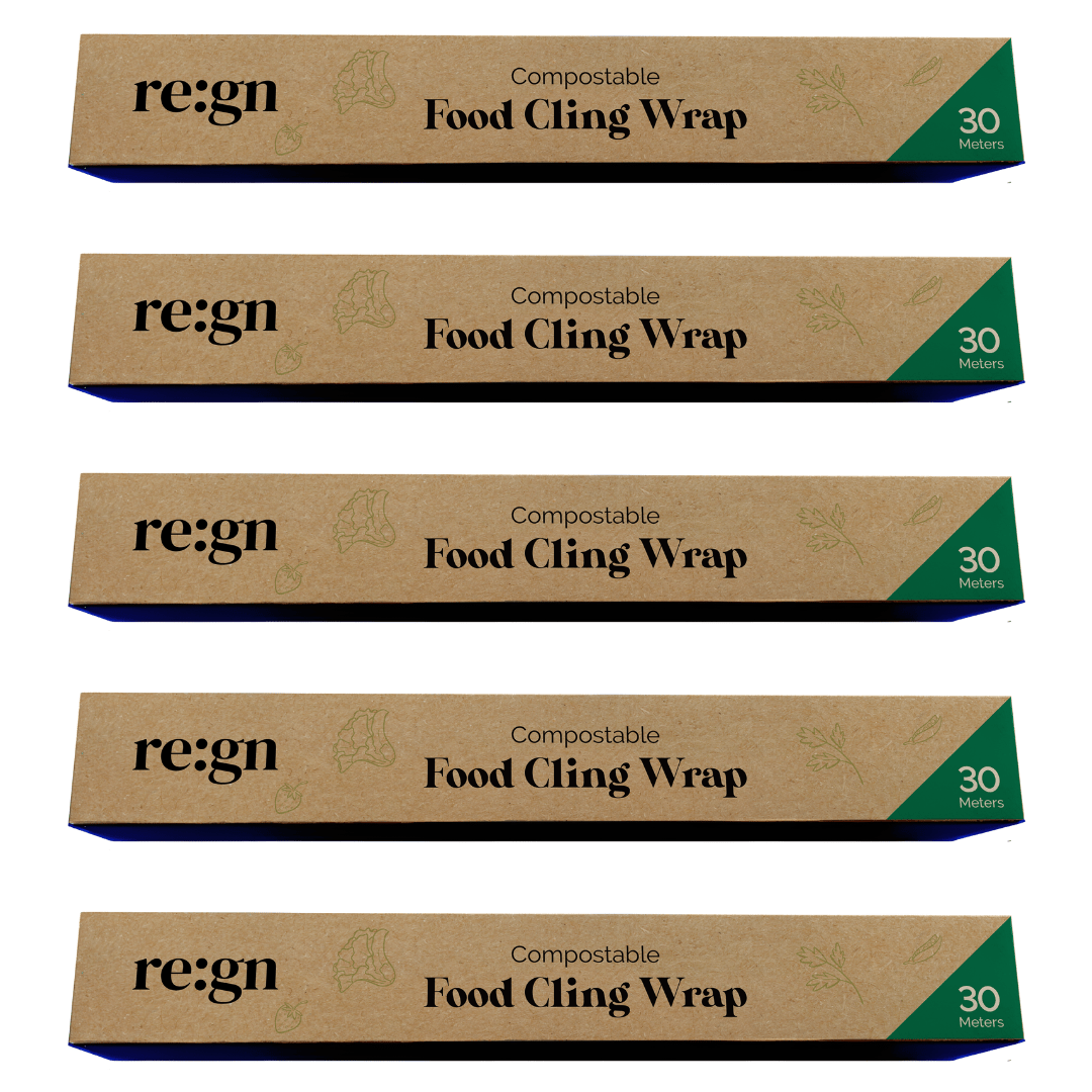 Re:gn Compostable Food Cling Wrap (Cling Film) – 5x 30m Rolls - REGN