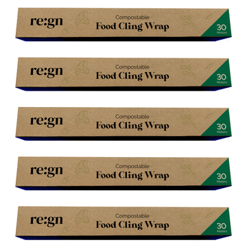 Re:gn Compostable Food Cling Wrap (Cling Film) – 5x 30m Rolls - REGN
