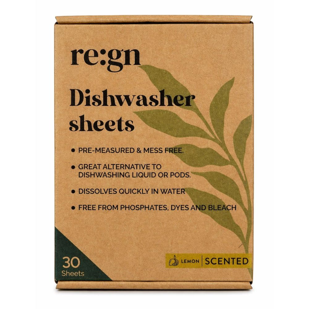 re:gn Dishwasher Sheets | Lemon Scented |30 Sheets | Pre - Measured Dishwashing Alternative - REGN