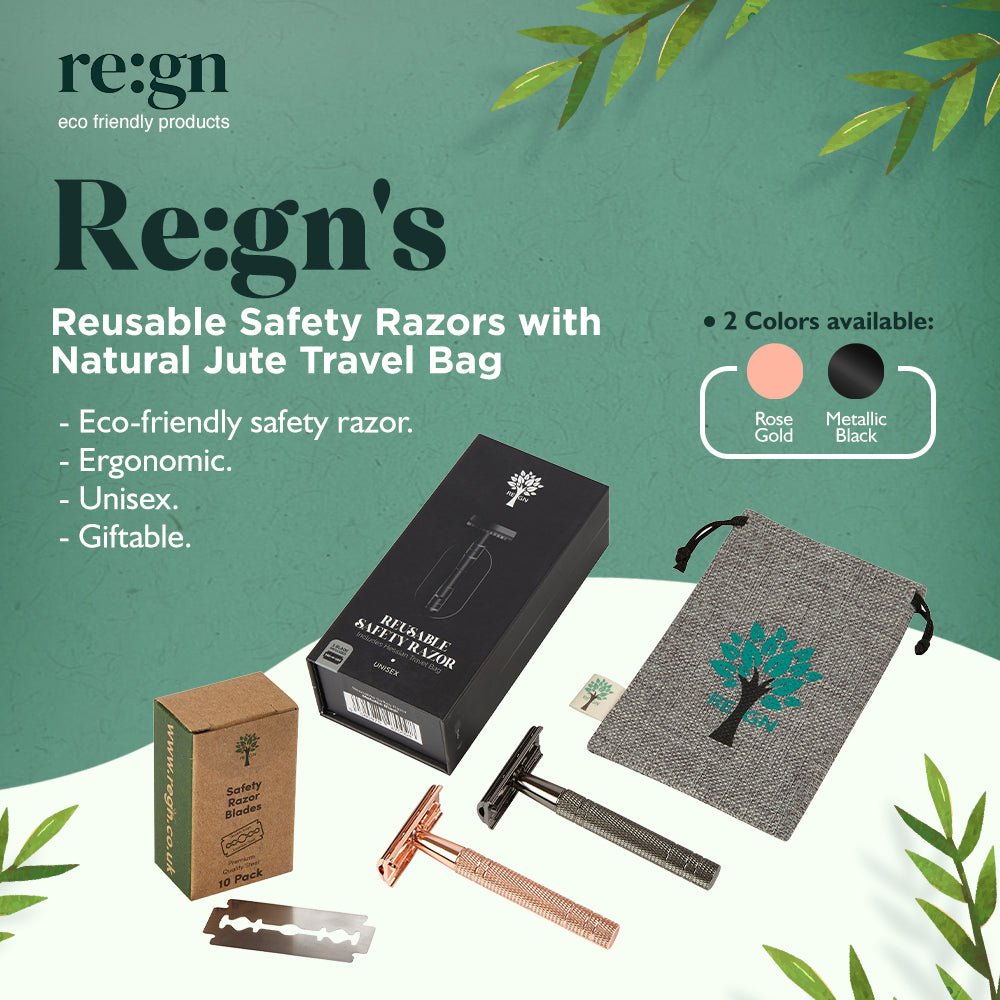 REGN Double Edge Safety Razor - Premium Eco Razor With Travel Bag & 10 Blades - REGN