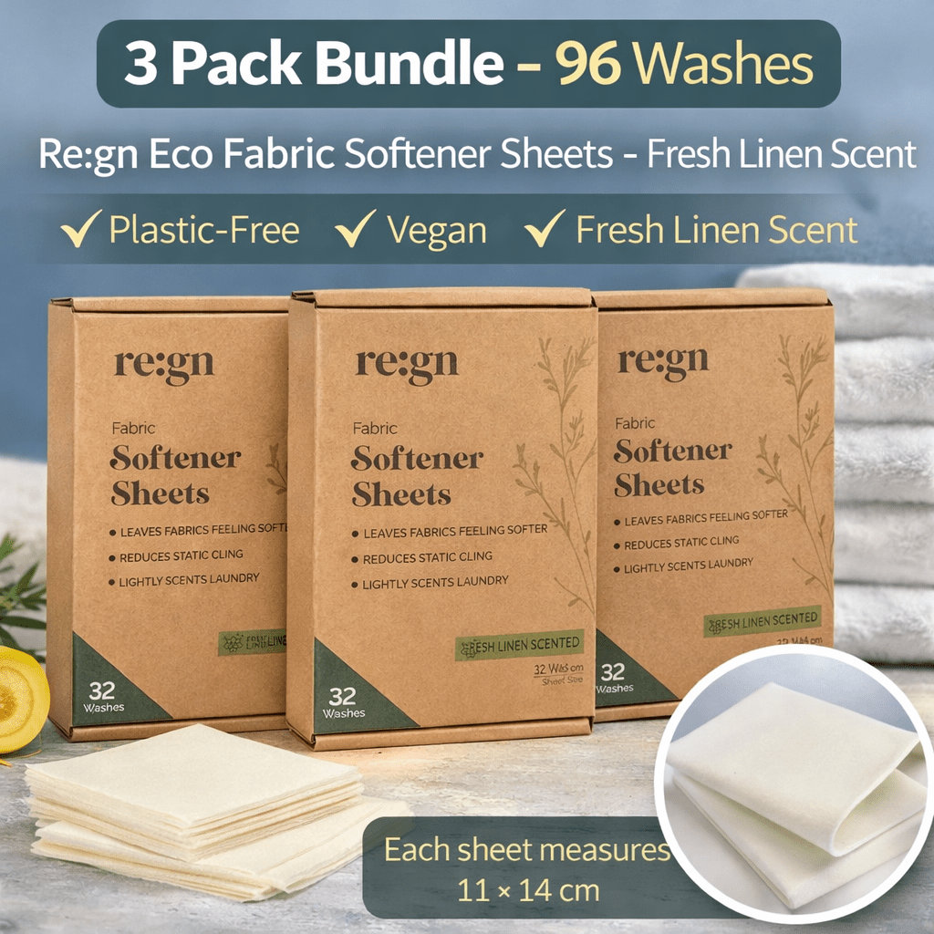 Re:gn Eco Fabric Softener Sheets – Fresh Linen Scent | Plastic - Free, Vegan, 96 Washes - REGN