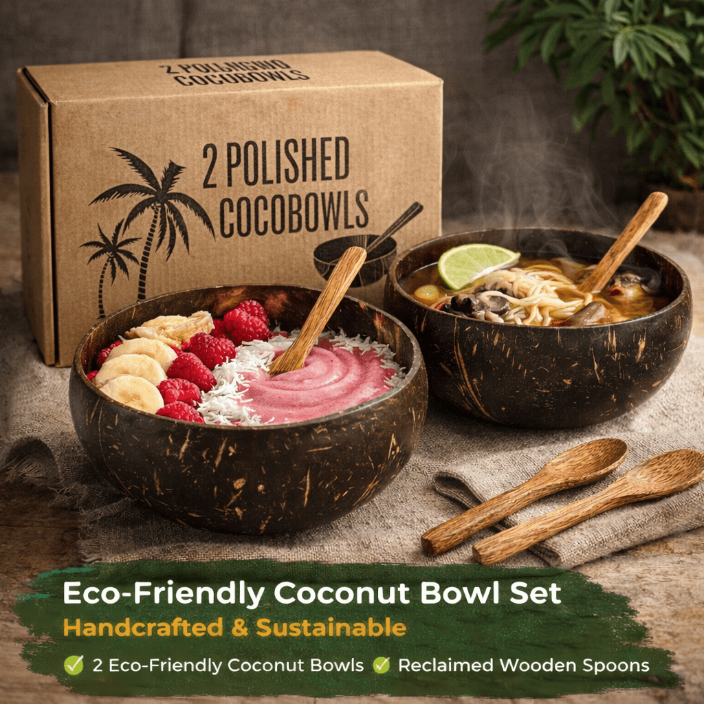 Re:gn Eco - friendly Coconut Bowls & Spoons Set of 2 - REGN