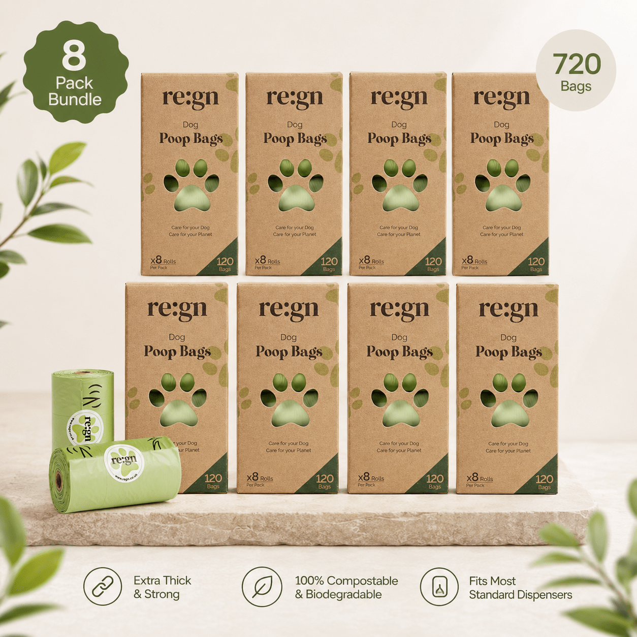 Re:gn Extra Thick & Strong Compostable Dog Poop Bags - 720 Bags - REGN
