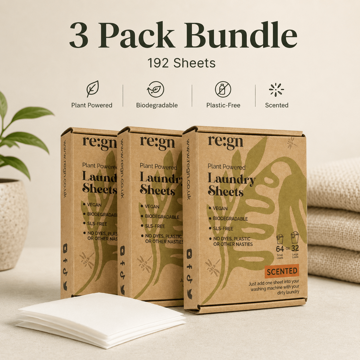 Re:gn Laundry Detergent Sheets | Plastic - Free, Eco - Friendly Washing | 192 Sheets - REGN