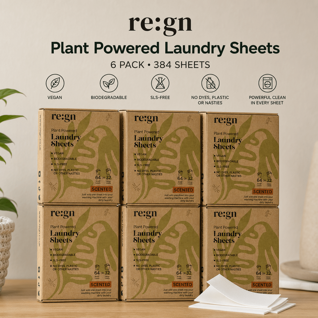 Re:gn Laundry Detergent Sheets | Plastic - Free, Eco - Friendly Washing | 384 Sheets - REGN