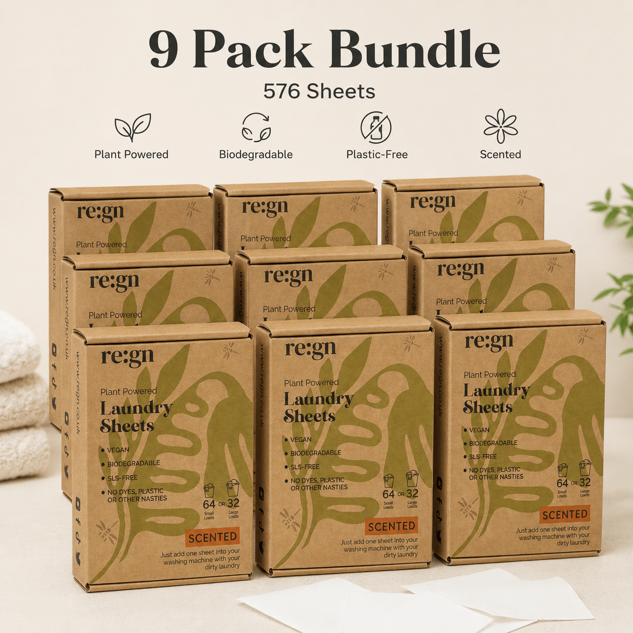 Re:gn Laundry Detergent Sheets | Plastic - Free, Eco - Friendly Washing | 576 Sheets | 1 Year Supply - REGN