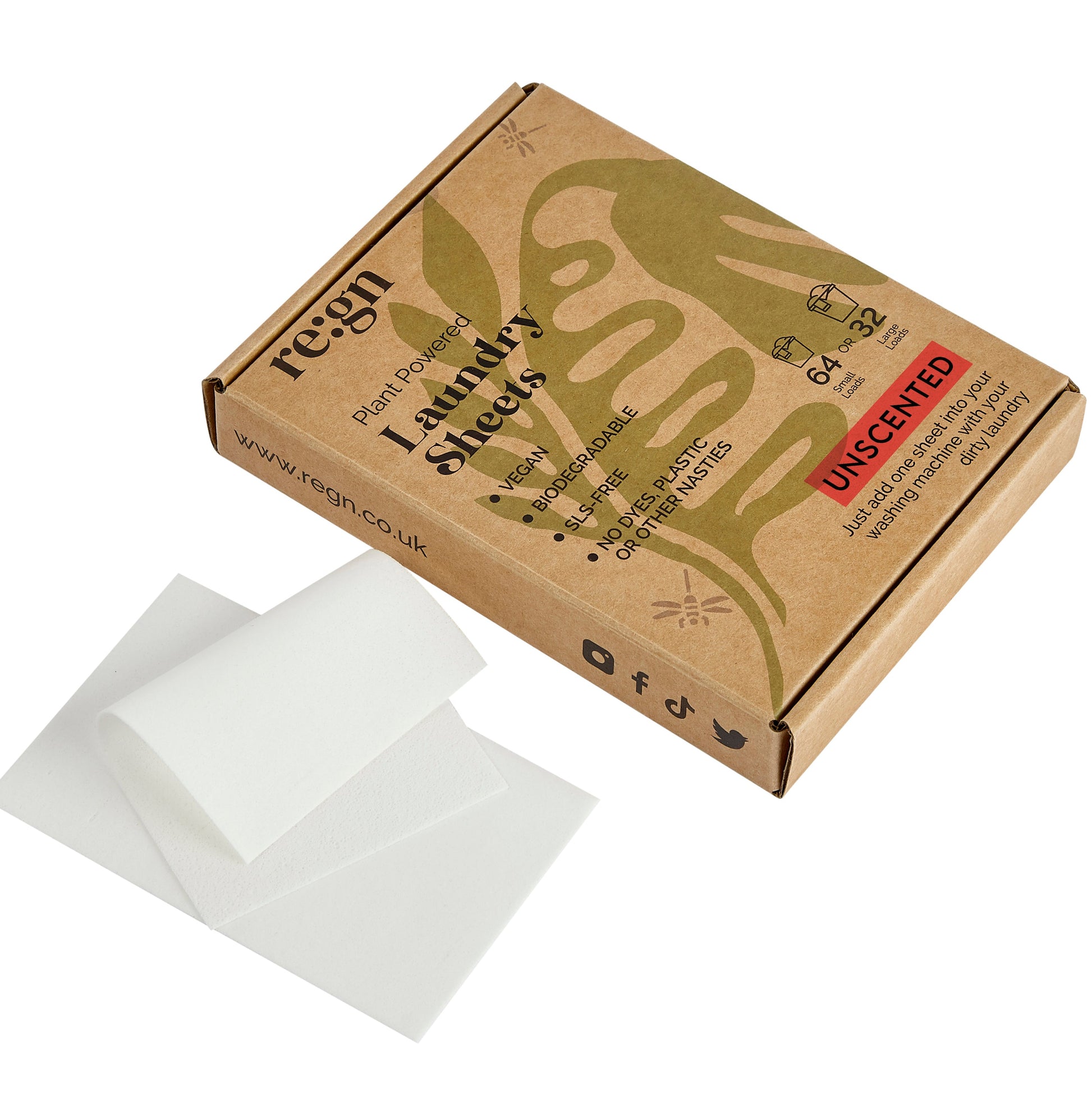 Re:gn Laundry Detergent Sheets | Plastic - Free, Eco - Friendly Washing | 64 loads - REGN