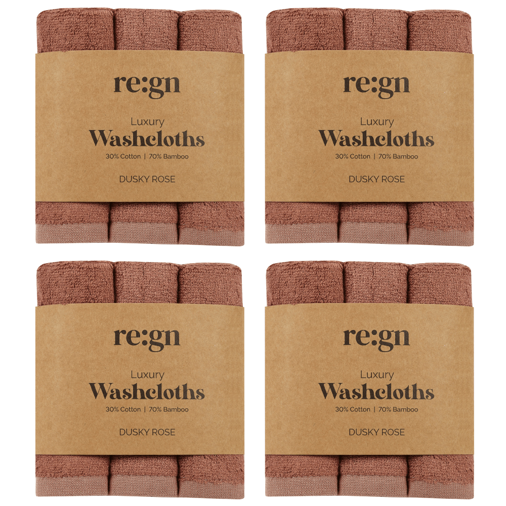 Re:gn Luxury Bamboo Face Cloths - 4 Pack Bundle – 12 Soft Face Cloths - REGN