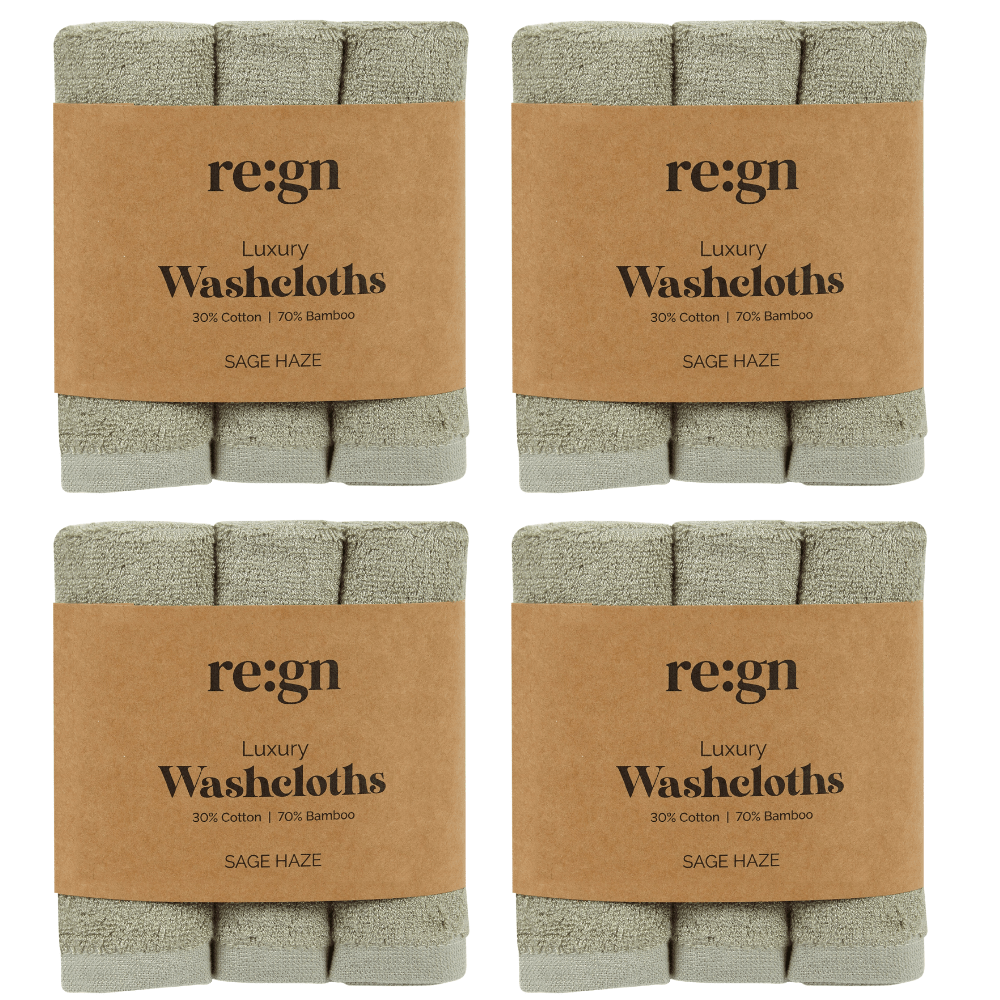 Re:gn Luxury Bamboo Face Cloths - 4 Pack Bundle – 12 Soft Face Cloths - REGN