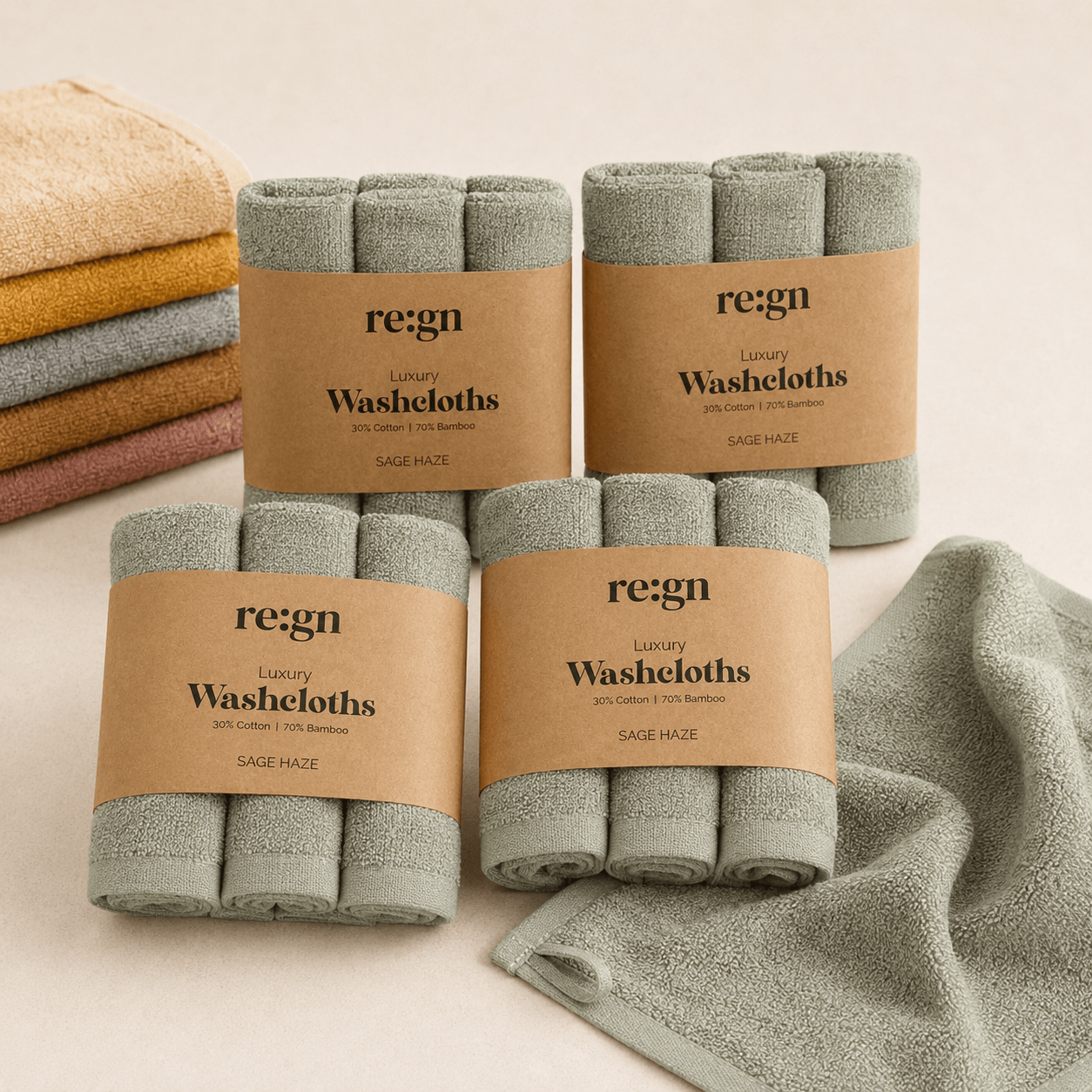 Re:gn Luxury Bamboo Face Cloths - 4 Pack Bundle – 12 Soft Face Cloths - REGN