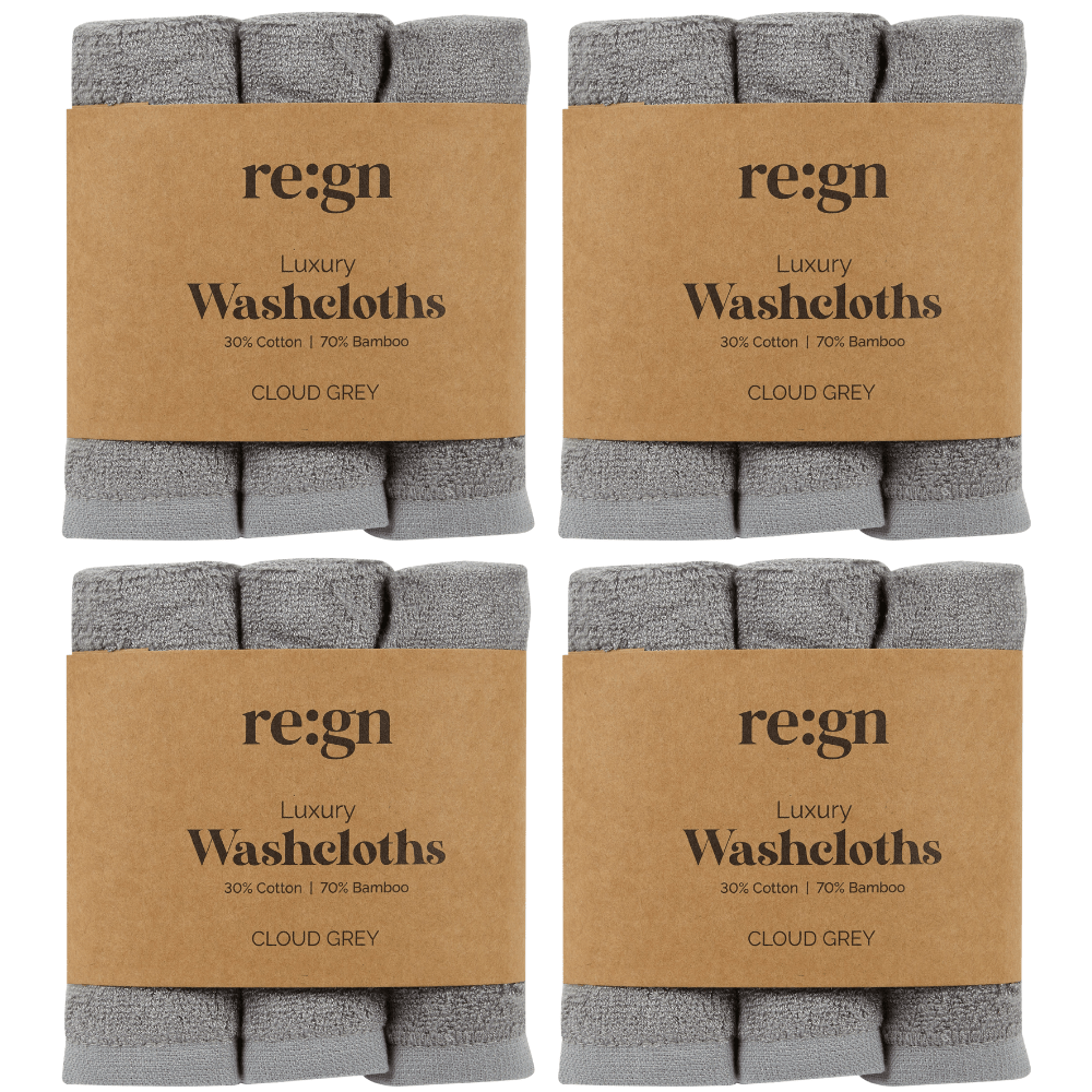 Re:gn Luxury Bamboo Face Cloths - 4 Pack Bundle – 12 Soft Face Cloths - REGN