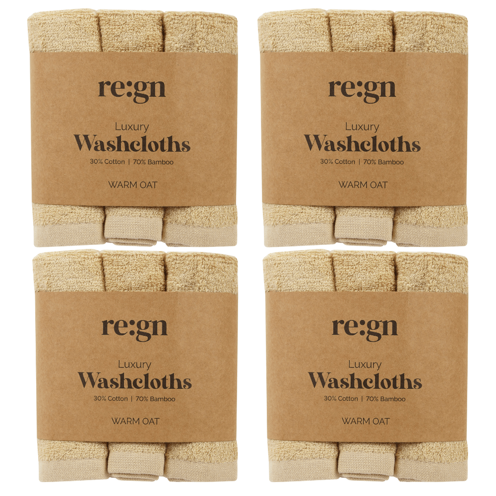 Re:gn Luxury Bamboo Face Cloths - 4 Pack Bundle – 12 Soft Face Cloths - REGN