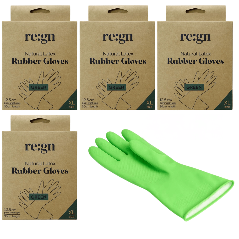re:gn Natural Latex Rubber Gloves - 4 Pack Bundle - REGN