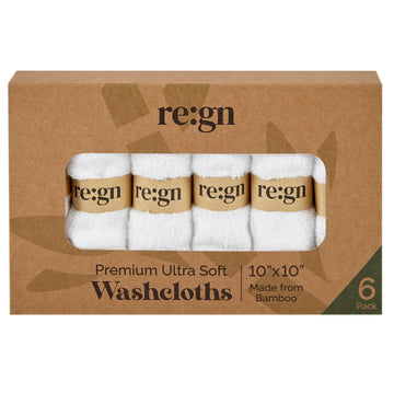 REGN Organic Bamboo Face Cloths - Luxury Eco Face Cloths, Pack of 6 - Buy One Get One Half Price! - REGN
