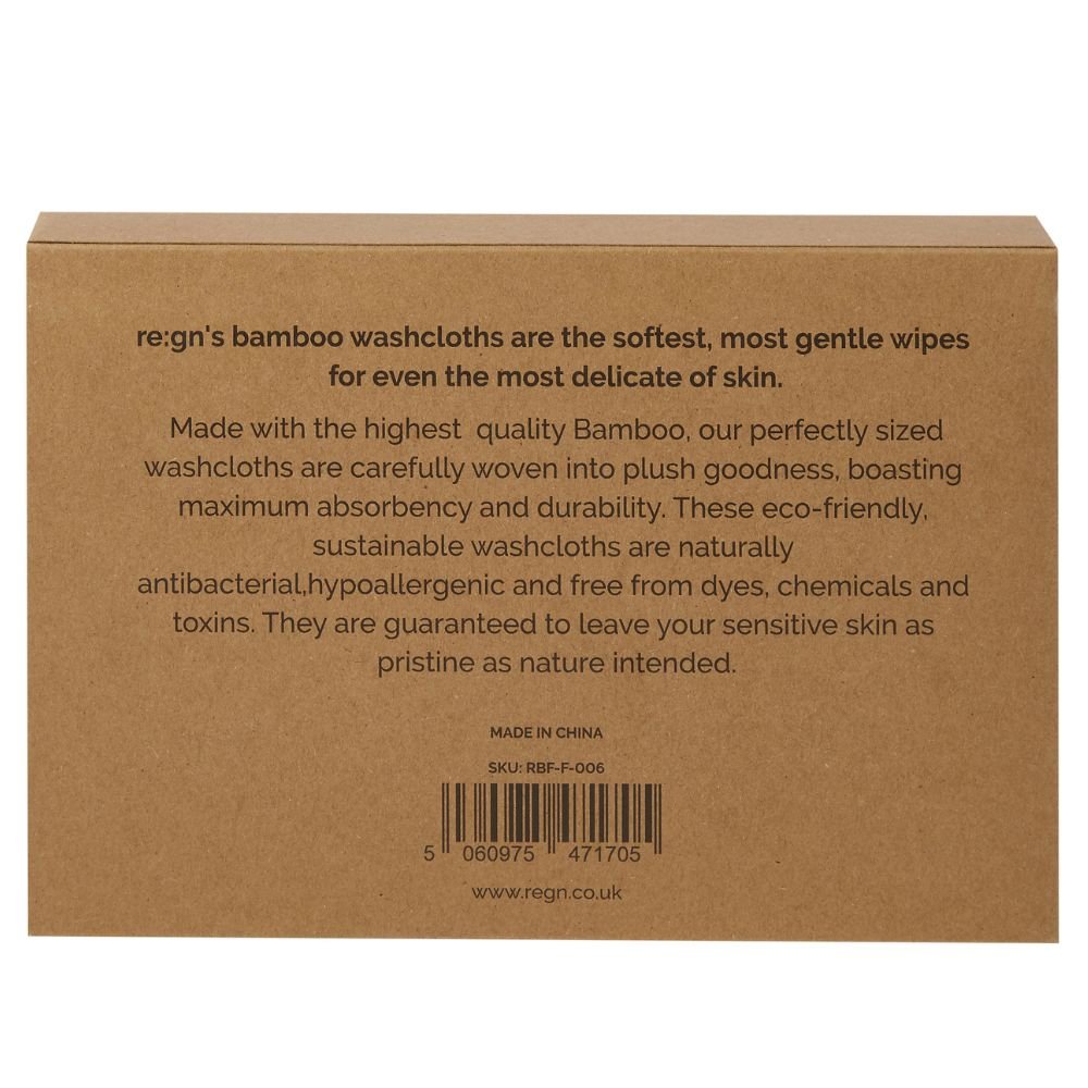Re:gn Organic Bamboo Face Cloths – Ultra - Soft Eco Washcloths, Pastel 6 Pack - REGN
