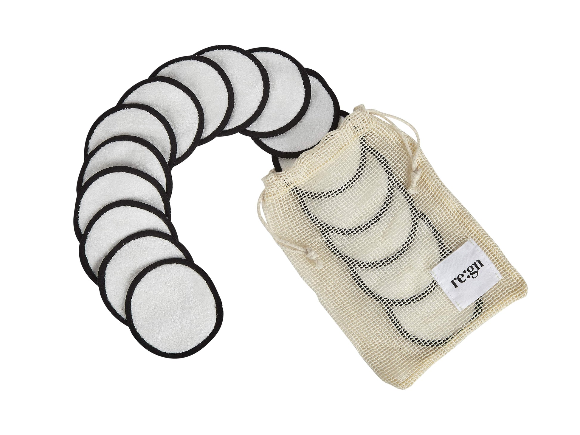 Re:gn Organic Reusable Cotton Makeup Remover Pads With Bag - Eco Cotton Washable Pads, Pack of 16 - REGN