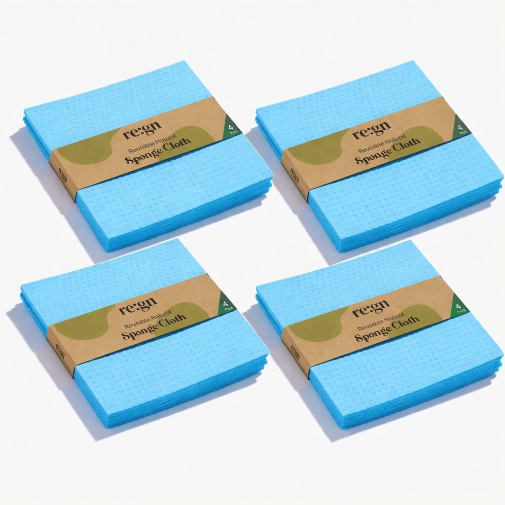 re:gn Reusable Cellulose Sponge Cloths 4 Pack Bundle – 16 Eco Cleaning Cloths - REGN