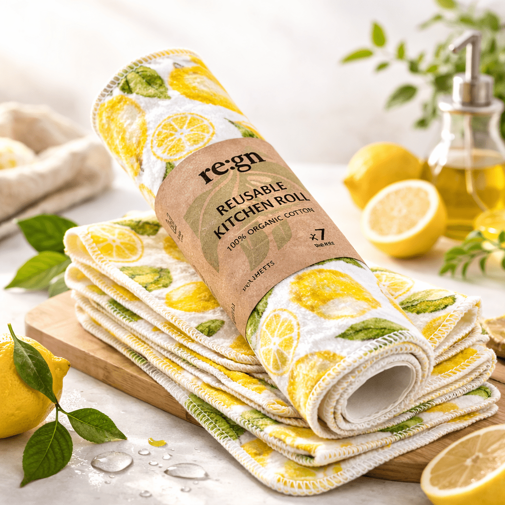 re:gn Reusable Kitchen Roll – 7 Organic Cotton Sheets on Cardboard Tube - REGN