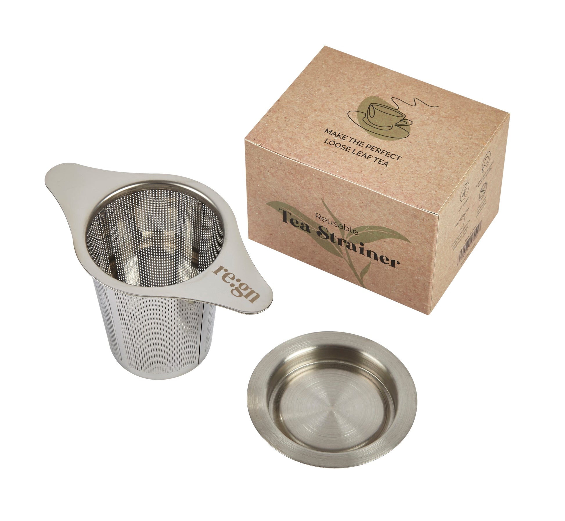 Re:gn Reusable Tea Strainer For Loose Tea Leaves - Plastic Free Stainless Steel - REGN