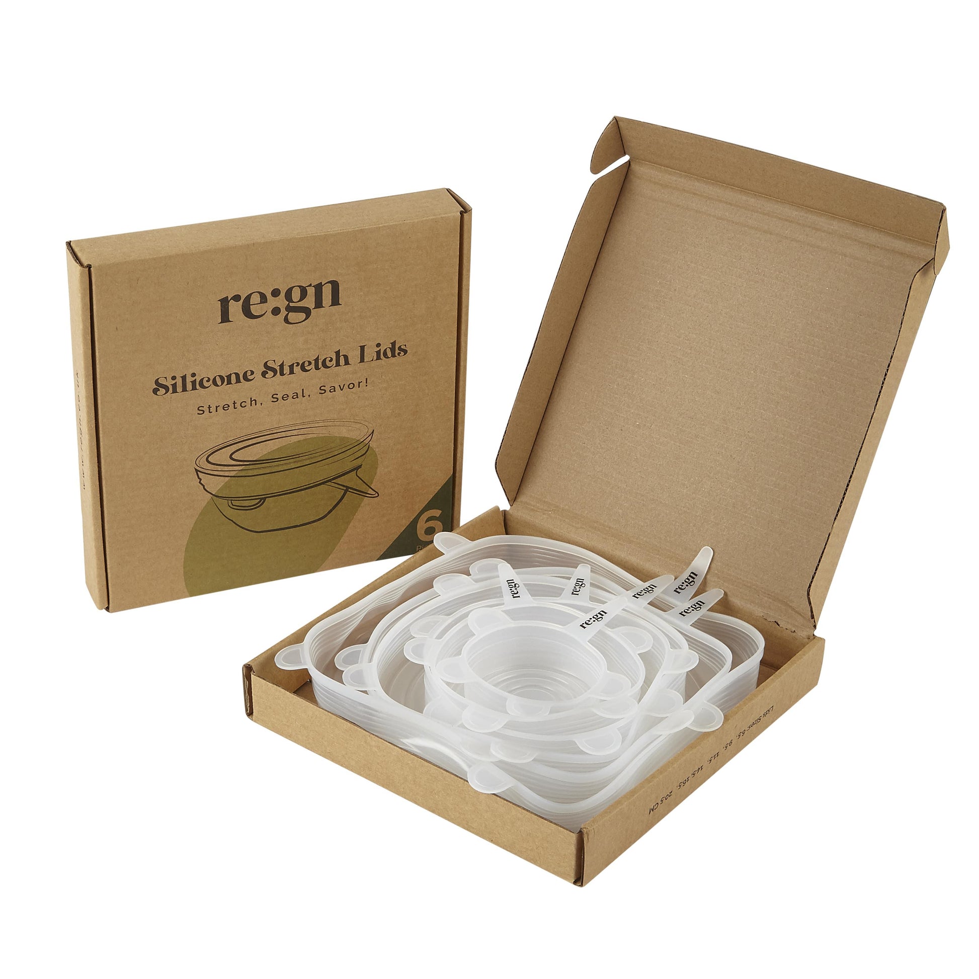 Re:gn Silicone Food Lids – Airtight Reusable Covers | 6 Pack - REGN