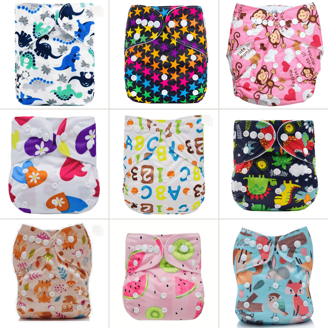 Reusable Baby Cloth Nappies With Insert - Choice of 11 Designs - REGN