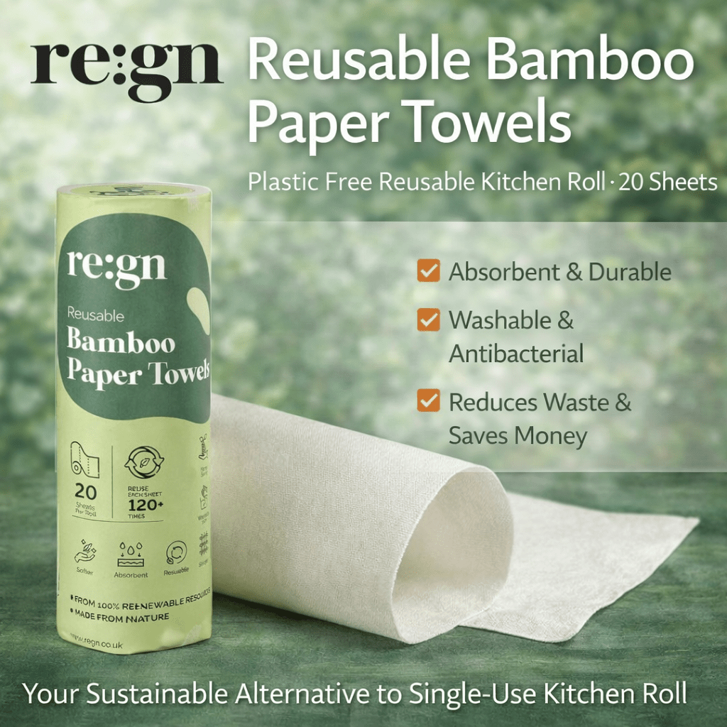 Reusable Bamboo Plastic Free Reusable Kitchen Roll - 20 Sheets - REGN