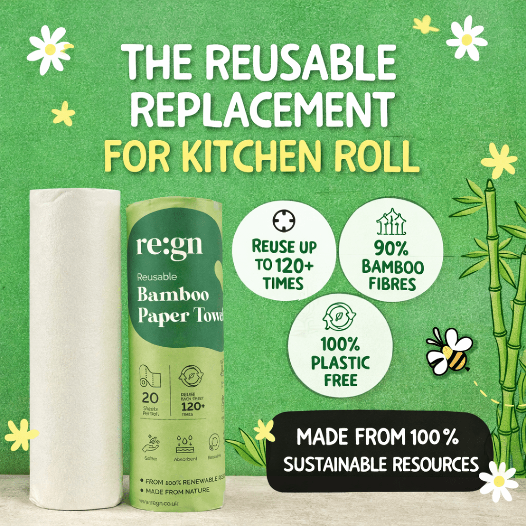 Reusable Bamboo Plastic Free Reusable Kitchen Roll - 20 Sheets - REGN