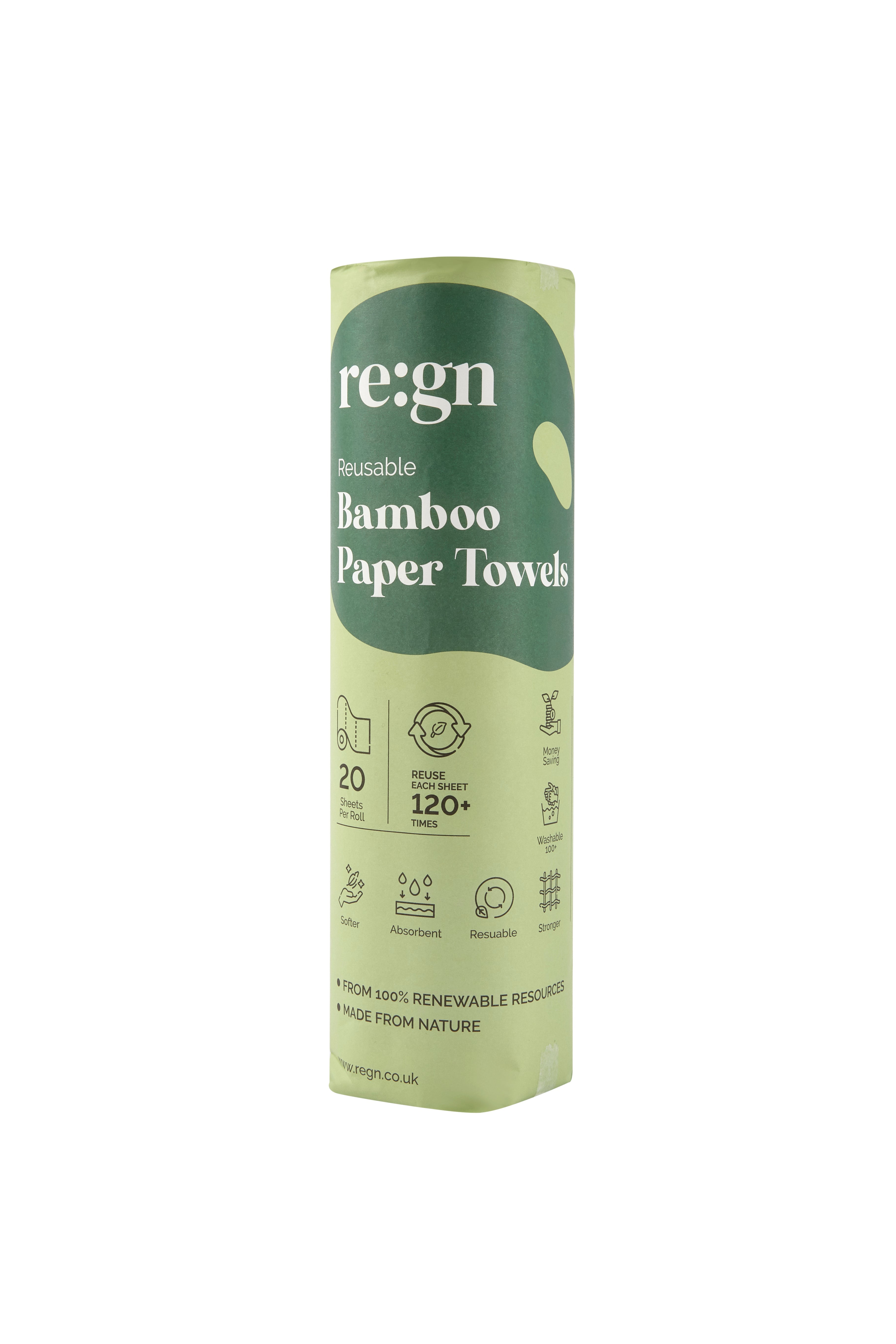 Reusable Bamboo Plastic Free Reusable Kitchen Roll - 20 Sheets - Buy One Get One Half Price! - REGN