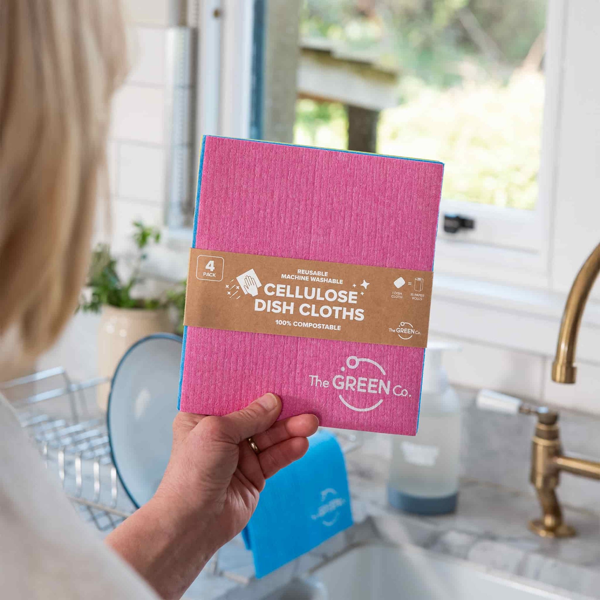 Reusable Cellulose Dish Cloths – Pack of 4 Compostable, Plastic - Free & Eco - Friendly - REGN