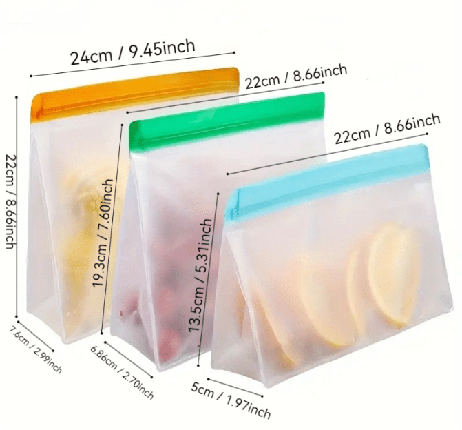 Reusable Food Storage Bags | Suitable for Fridge and Freezer | 3 Pack - REGN