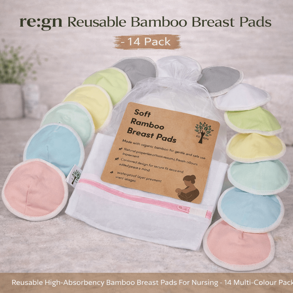 Reusable High - Absorbency Bamboo Breast Pads For Nursing - 14 Multi - Colour Pack - REGN