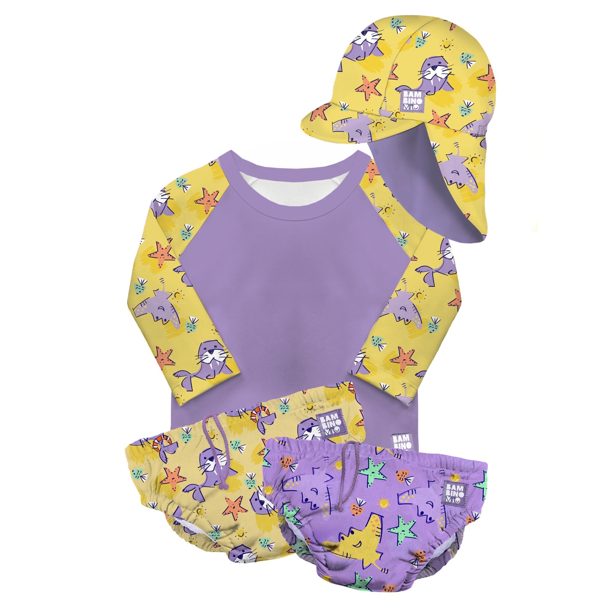 Reusable Swim Complete 4 Piece Set in Purple Stingray - REGN