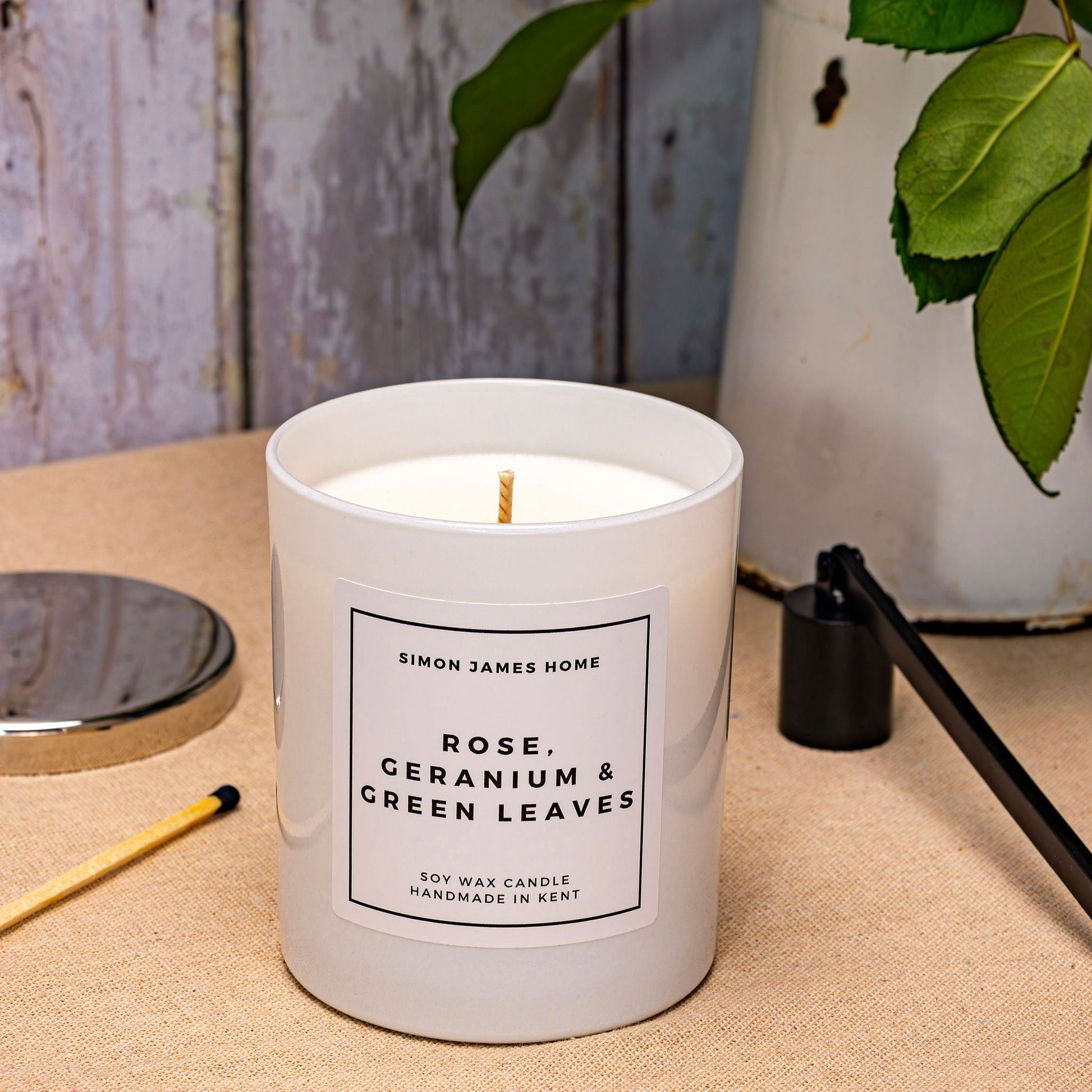 Rose, Geranium & Green Leaves Candle - Luxury Soy Wax - Rose Candle - REGN