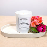 Rose, Geranium & Green Leaves Candle - Luxury Soy Wax - Rose Candle - REGN