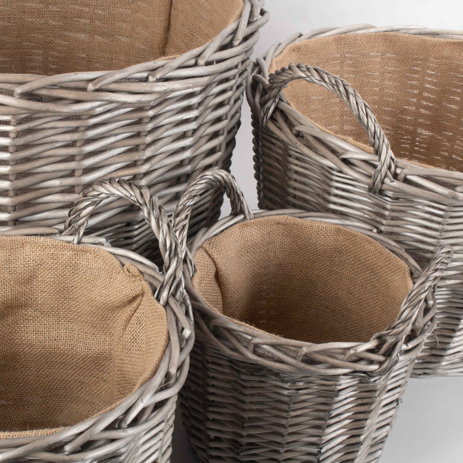 Round Lined Wicker Log Basket Set 4 - REGN
