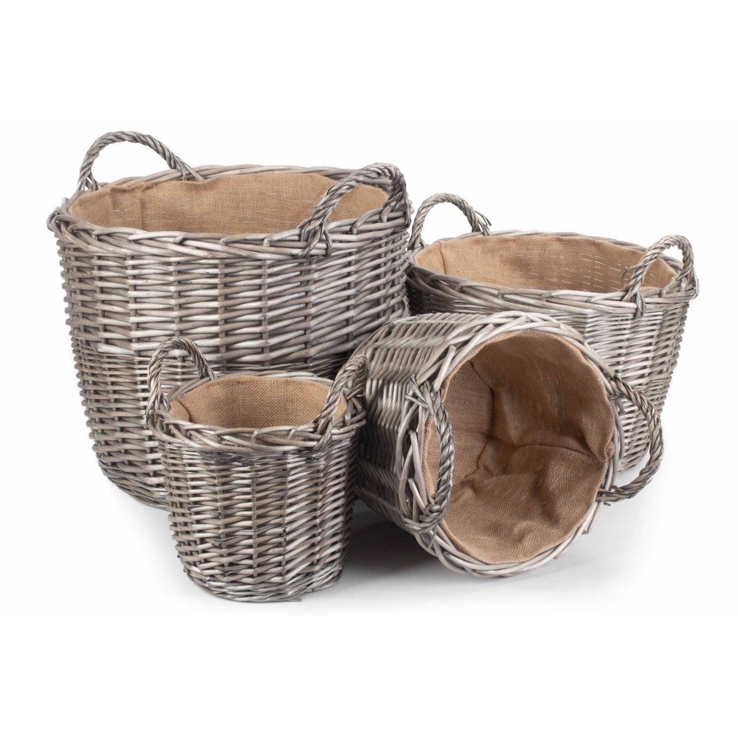 Round Lined Wicker Log Basket Set 4 - REGN