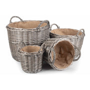 Round Lined Wicker Log Basket Set 4 - REGN