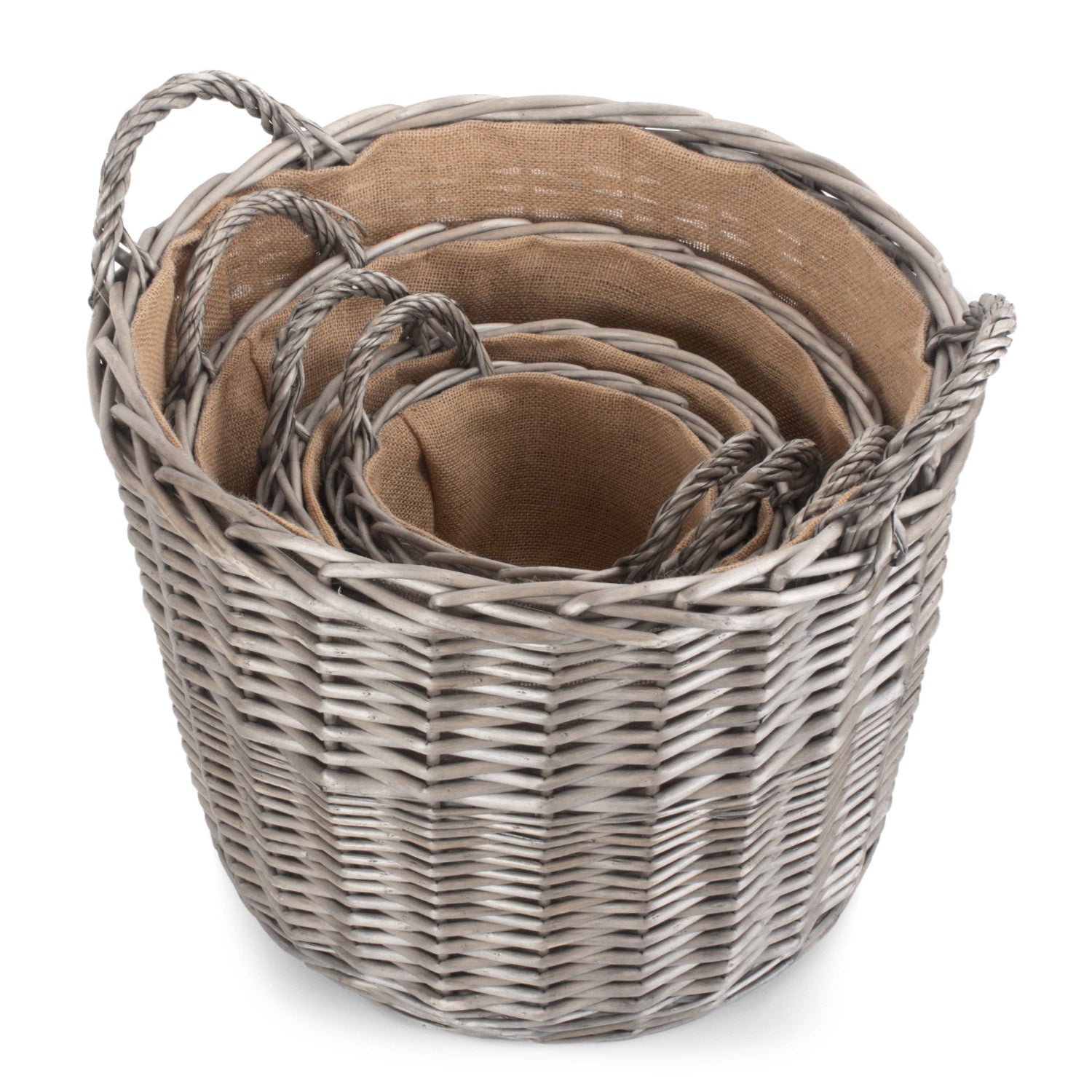 Round Lined Wicker Log Basket Set 4 - REGN